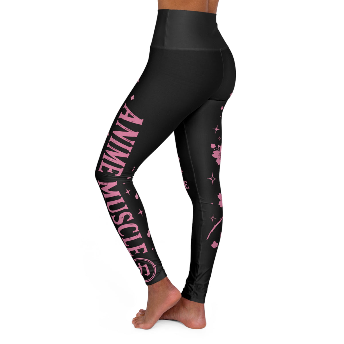 Sakura Night High-Waisted Yoga Leggings — Pink Cherry Blossom Fitness Tights