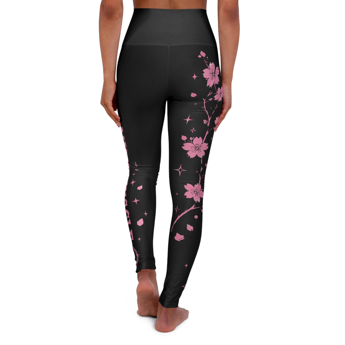 Sakura Night High-Waisted Yoga Leggings — Pink Cherry Blossom Fitness Tights